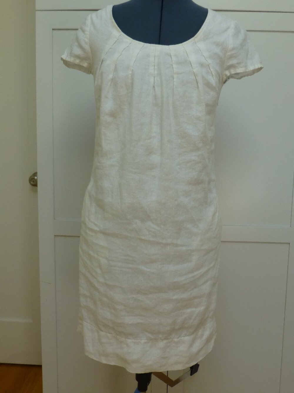 Boden 100% Linen Mini Dress White Short Sleeve Pockets US 4R
